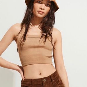 tan ribbed crop tank